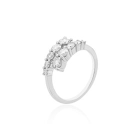 Imagem do produto Anel Moissanite com Fileira de Cada Lado 4MM Pontos de Luz em Prata 925