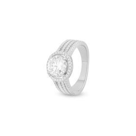 Imagem do produto Anel Moissanite Ponto de Luz 8MM com 4 Linhas de Cravação no Aro em Prata 925