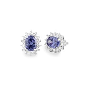 Imagem do produto Brinco Moissanite com Cristal Tanzanita Oval e Cravação Princesa na Volta em Prata 925