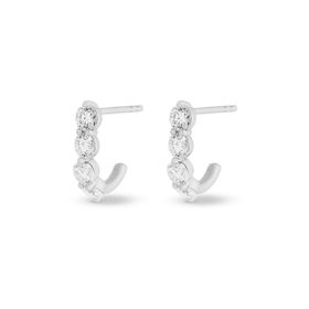 Imagem do produto Brinco Moissanite 4MM Argola Aberta com Pontos de Luz em Prata 925
