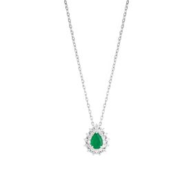 Imagem do produto Colar Cristal Gota Esmeralda com Cravação de Halo em Prata 925