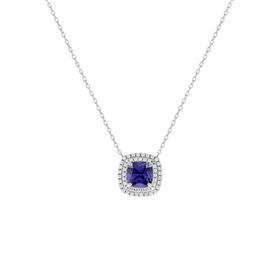 Imagem do produto Colar Cristal Tanzanita Quadrado com Dupla Fileira de Zircônia em Prata 925
