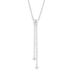 Imagem do produto Colar Gravatinha com Moissanite Oval e Dois Moissanites Pontos de Luz 5MM Pendente em Prata 925