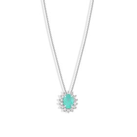 Imagem do produto Colar Ocean Moissanite Cristal Oval Paraíba com Cravação Princesa na Volta em Prata 925