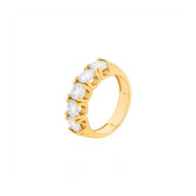 Imagem do produto Anel Moissanite 5MM Meia Aliança 5 Cristais em Prata 925 Folheado a Ouro 18K