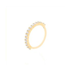 Imagem do produto Anel Moissanite Aparador de Aliança com Meia Cravação Fina 2MM no Aro em Prata 925 Folheado a Ouro 18K