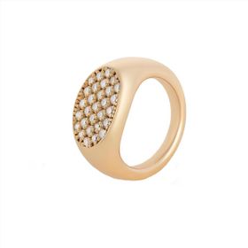 Imagem do produto Anel Moissanite Aro Abaluado com Pavê em Prata 925 Folheado a Ouro 18K