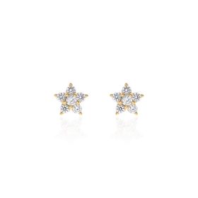 Imagem do produto Brinco Estrela com Pontos de Luz Zircônias em Prata 925 Folheado a Ouro 18K
