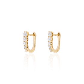 Imagem do produto Brinco Moissanite 3.25MM Argola Click Cravejada Decrescente em Prata 925 Folheado a Ouro 18K