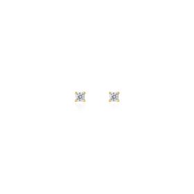 Imagem do produto Brinco Solitário Ponto de Luz Quadrado Zircônia em Prata 925 Folheado a Ouro 18K