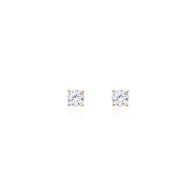 Imagem do produto Brinco Solitário Ponto de Luz Zircônia Redondo em Prata 925 Folheado a Ouro 18K