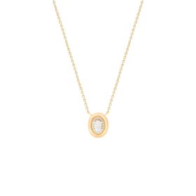 Imagem do produto Colar Moissanite com Pingente Oval 3X6MM Cravação na Volta e Moldura Lisa em Prata 925 Folheado a Ouro 18K