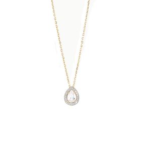 Imagem do produto Colar Moissanite com Pingente de Gota 5X7MM com Cravação na Volta em Prata 925 Folheado a Ouro 18K