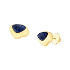 Imagem do produto Brinco Curve Sodalita Liso Folheado a Ouro 18K