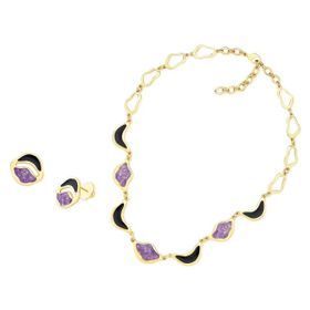 Imagem do produto Conjunto Brisa Ametista com Esmalte Preto Folheado a Ouro 18K