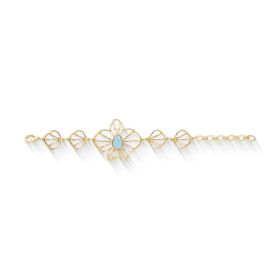 Imagem do produto Pulseira Flora Oval Água Marinha com Flor Vazado Folheado a Ouro 18K