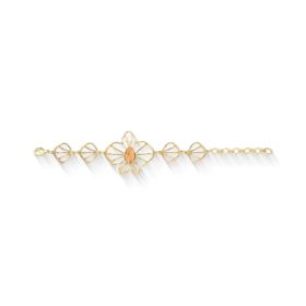 Imagem do produto Pulseira Flora Oval Citrino com Flor Vazado Folheado a Ouro 18K