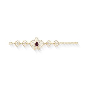 Imagem do produto Pulseira Flora Oval Rubi com Flor Vazado Folheado a Ouro 18K