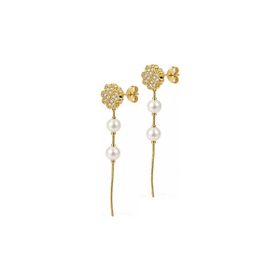 Imagem do produto Brinco Base de Trevo com Pendente de Pérolas Folheado a Ouro 18K