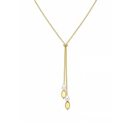 Imagem do produto Colar Gravatinha Regulável com Pérolas e Pingentes de Gota Pendentes Folheado a Ouro 18K