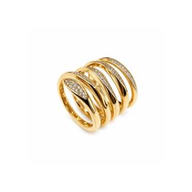 Imagem do produto Anel Aro Espiral de Voltas com Detalhes de Zircônias Folheado a Ouro 18K