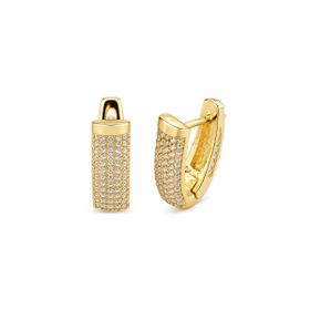 Imagem do produto Brinco Argola de Click Abaluada com Pavê de Zircônias Folheado a Ouro 18K