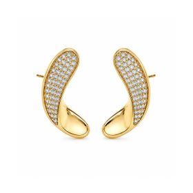 Imagem do produto Brinco Ear Hook Anatômico Ondulado com Cravação de Zircônias Folheado a Ouro 18K
