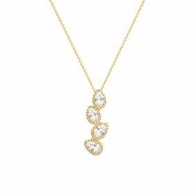 Imagem do produto Colar Cascata Cristal de Gotas com Cravação de Zircônia na Volta Folheado a Ouro 18K
