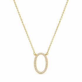 Imagem do produto Colar Geométrico Elo Oval Cravejado Vazado Folheado a Ouro 18K