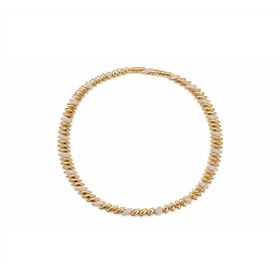 Imagem do produto Pulseira de Gomos Abaulados Intercalados Cravejados e Lisos Folheado a Ouro 18K