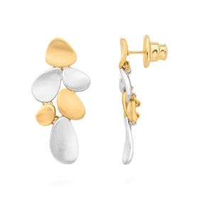 Imagem do produto Brinco Longo Mix Fosco Shape Layers Gotas Folheado a Ouro 18K