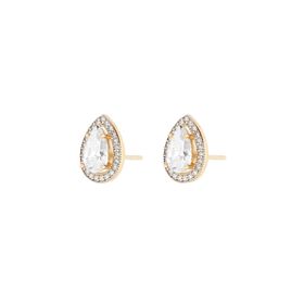 Imagem do produto Brinco Gota Moissanite 5X8 com Cravação na Volta em Prata 925 Folheado a Ouro 18K