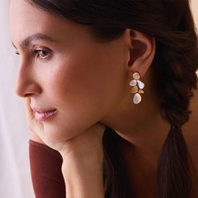 Imagem do produto Brinco Longo Mix Fosco Shape Layers Gotas Folheado a Ouro 18K