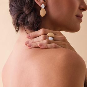 Imagem do produto Anel Entreaberto Mix Fosco Shape Cut Folheado a Ouro 18K