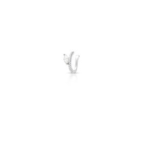 Imagem do produto Brinco Piercing Fake Moissanite com Aro Cravejado e Navete em Prata 925