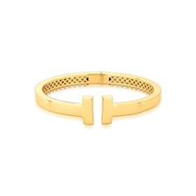 Imagem do produto Pulseira Bracelete Rígido Duplo T Liso Folheado a Ouro 18K
