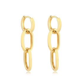 Imagem do produto Brinco Pêndulo de Elos Ovais Lisos Folheado a Ouro 18K
