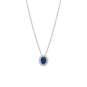 Imagem do produto Colar com Pingente de Cristal Safira Azul Oval com Cravação de Zircônia na Volta em Prata 925