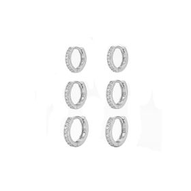 Imagem do produto Brinco Trio de Argolinhas Click Cravejadas com Zircônias em Prata 925