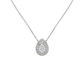 Imagem do produto Colar com Cristal Gota Central e Cravação de Zircônia Tripla na Volta em Prata 925