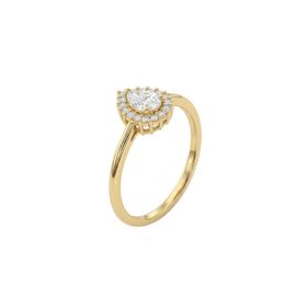 Imagem do produto Anel Gota com Cravação Dupla de Zircônia na Volta Folheado a Ouro 18K