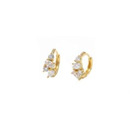 Imagem do produto Brinco Argola Click com Mix de Lapidações Cluster de Zircônia Folheado a Ouro 18K