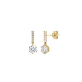 Imagem do produto Brinco de Pino Palito Cravejado com Ponto de Luz Pendente Folheado a Ouro 18K