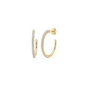 Imagem do produto Brinco Meia Argola Aberta Cravejado de Zircônias Folheado a Ouro 18K