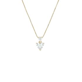Imagem do produto Colar com Dois Corações de Zircônia Pendentes Folheado a Ouro 18K