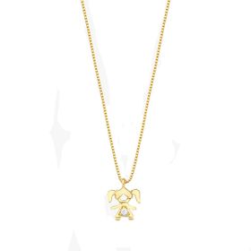 Imagem do produto Colar com Pingente Menina Liso com Ponto de Luz Zircônia Folheado a Ouro 18K