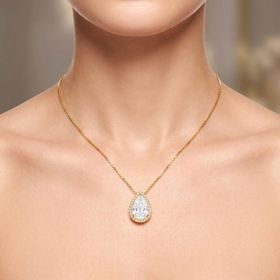 Imagem do produto Colar Zircônia Gota Central com Cravação na Volta Folheado a Ouro 18K