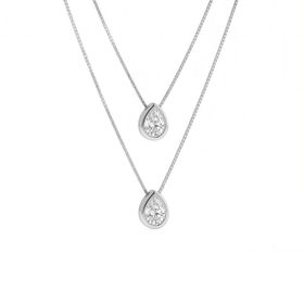 Imagem do produto Colar Moissanite Gota Dupla 6X8MM em Prata 925