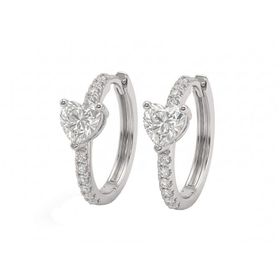 Imagem do produto Brinco Moissanite Argola de Click com Coração 5X5MM e Cravação no Aro em Prata 925
