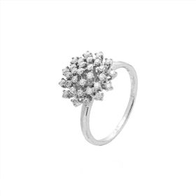 Imagem do produto Anel Sparkle Moissanite Chuveirinho 1.5MM Miolo em Flor Prata 925